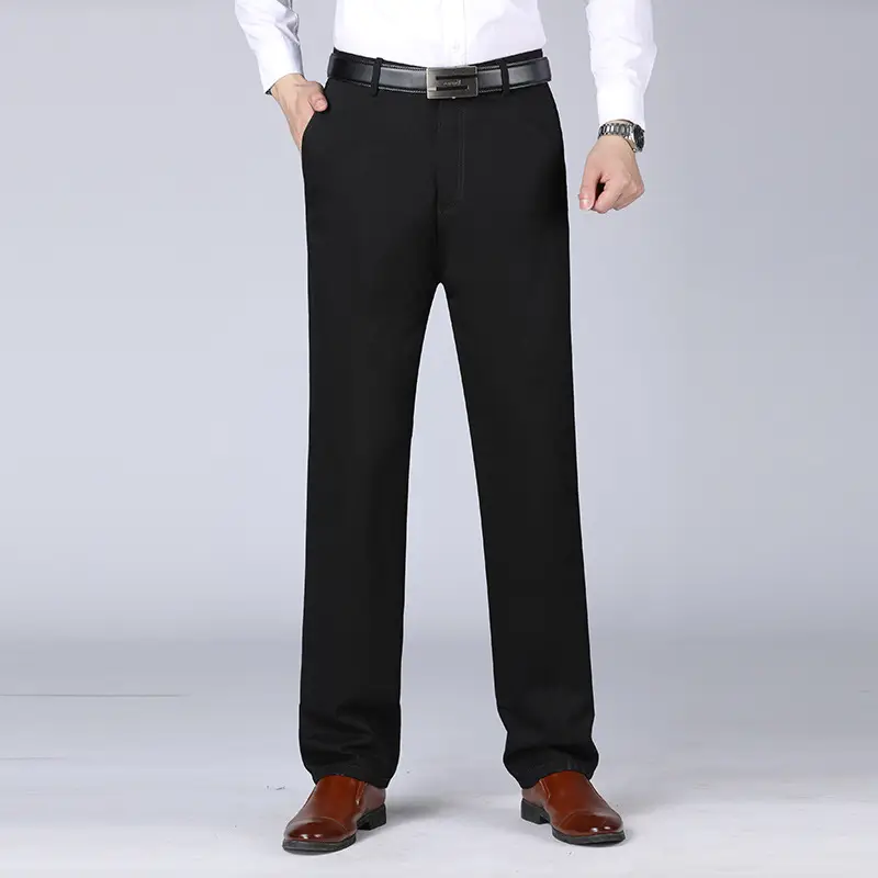 Middle-aged Men's Thick Loose Autumn Winter Pants Olive - Image 4