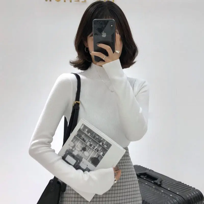 Women's Warm Full Coat Sweater Brown Knitted Long Sleeve - Image 14