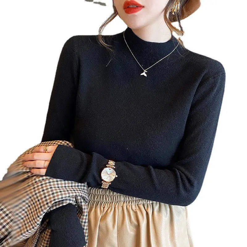 Women's Warm Full Coat Sweater Brown Knitted Long Sleeve - Image 16