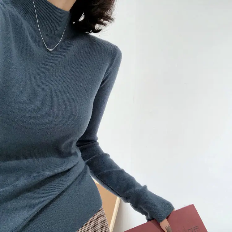 Women's Warm Full Coat Sweater Brown Knitted Long Sleeve - Image 5