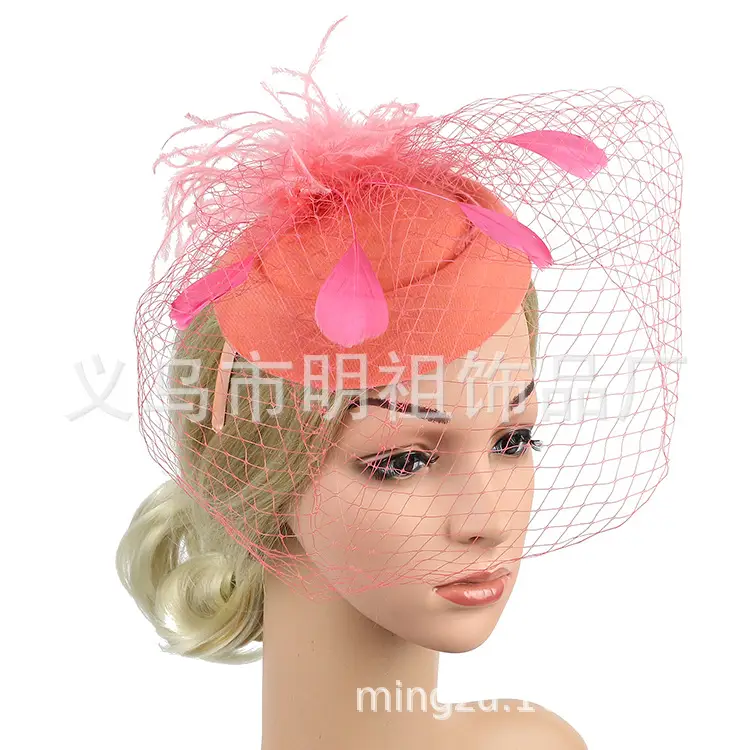 Yellow Feather Mesh Beret for Women Party Dress - Image 13