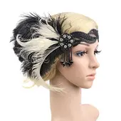 Yellow Feather Mesh Beret for Women Party Dress — feature 4