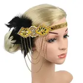 Yellow Feather Mesh Beret for Women Party Dress — feature 6