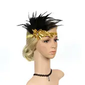 Yellow Feather Mesh Beret for Women Party Dress — feature 7