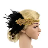 Yellow Feather Mesh Beret for Women Party Dress — feature 8