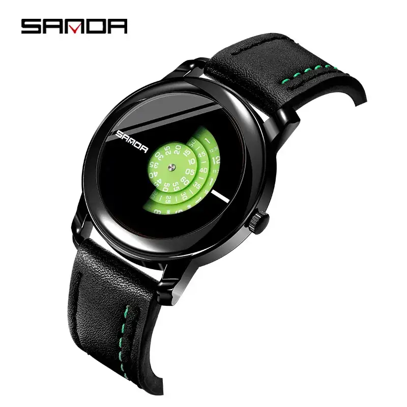 Sanda Waterproof Men's Quartz Watch Black Rose Gold Brown - Image 2