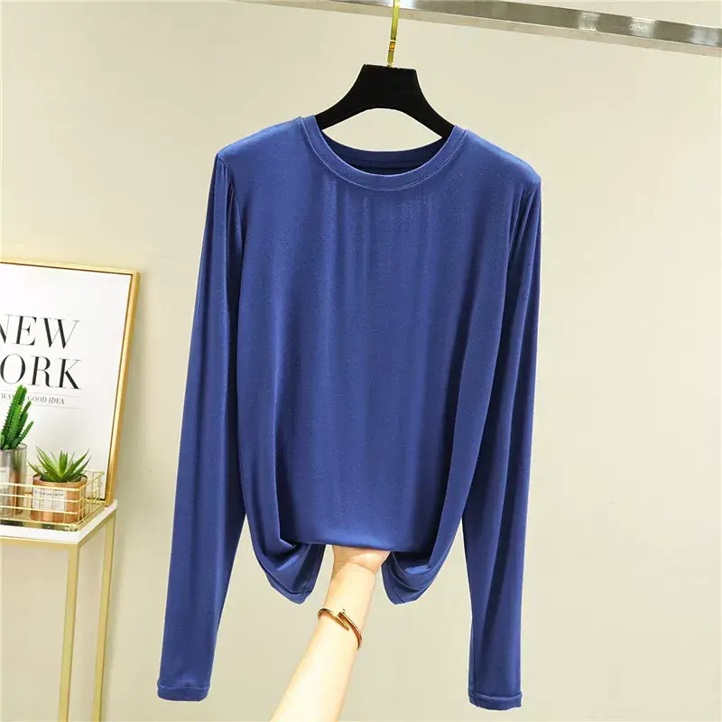 Women's Slim Fit Long Sleeve Shirt Navy Blue — feature 16