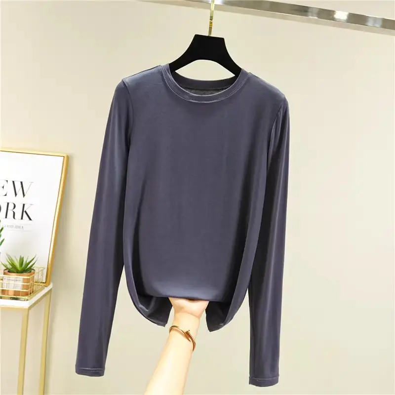 Women's Slim Fit Long Sleeve Shirt Navy Blue - Image 15