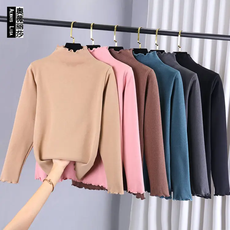 Women Velvet Fleece Shirt Semi Collar Long Sleeve Autumn Winter