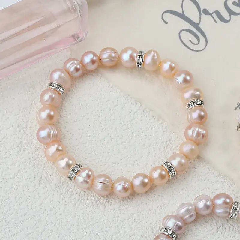 Natural Fresh Water Real Pearl Bracelet Elastic Holiday Gift - Image 5