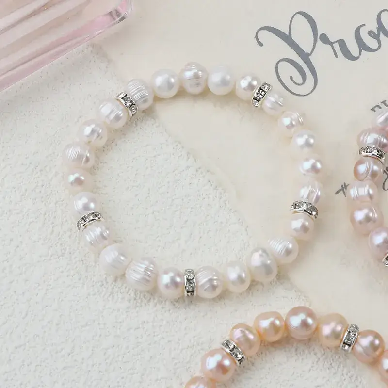 Natural Fresh Water Real Pearl Bracelet Elastic Holiday Gift - Image 7