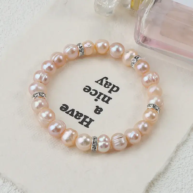 Natural Fresh Water Real Pearl Bracelet Elastic Holiday Gift - Image 2
