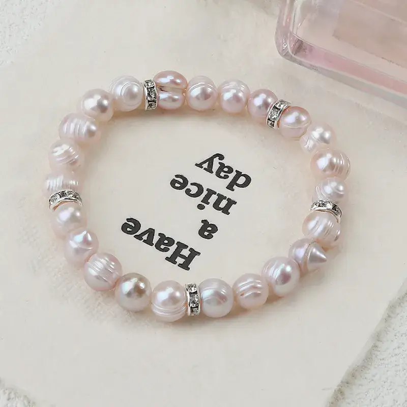 Natural Fresh Water Real Pearl Bracelet Elastic Holiday Gift - Image 3