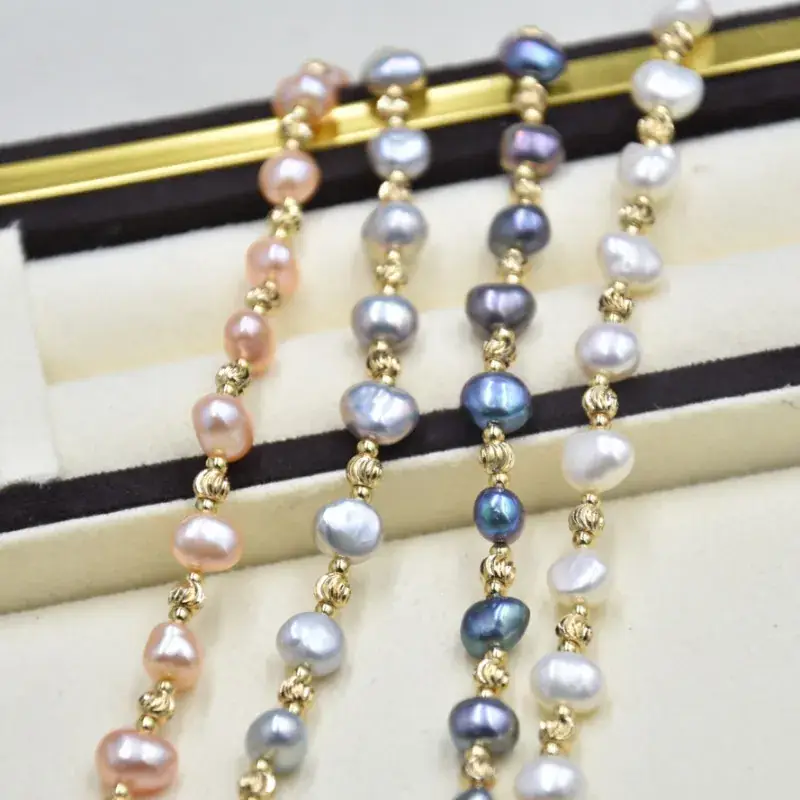 Baroque Pearl Bracelet Two Sides Light Irregular Gold Plated - Image 2