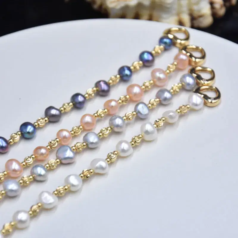 Baroque Pearl Bracelet Two Sides Light Irregular Gold Plated - Image 3