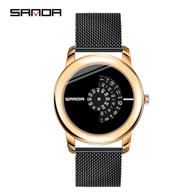 Waterproof Men's Quartz Watch Black Mesh Band - Image 2
