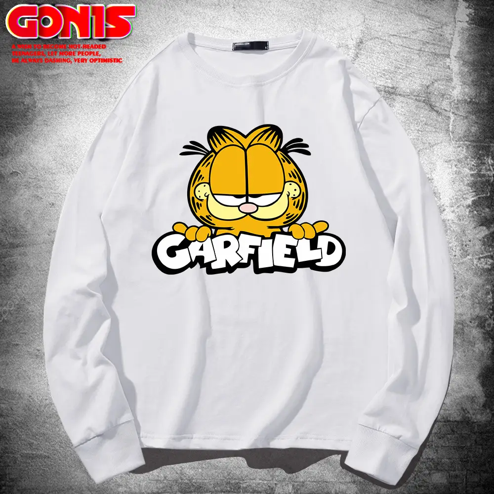 Men's Garfield Graphic Sweatshirt White Cotton - Image 2