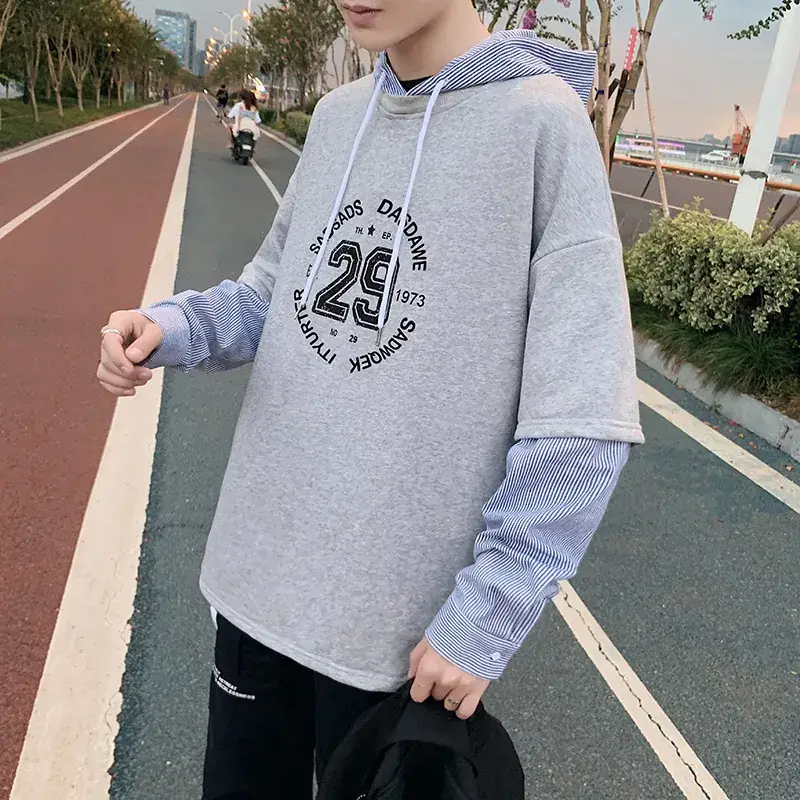 Men Grey 29 Graphic Hooded Sweatshirt Set - Image 2