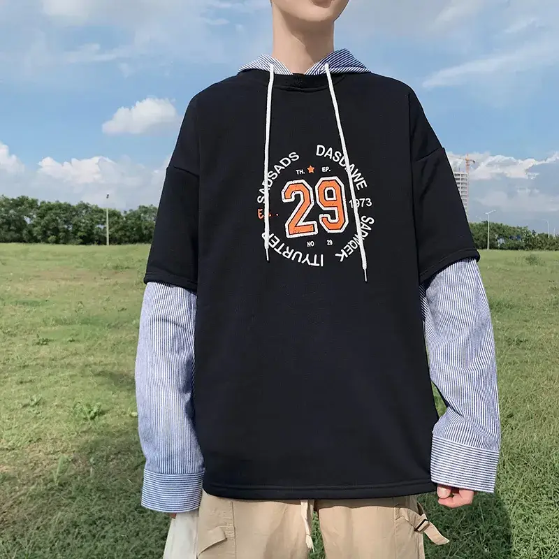 Men Grey 29 Graphic Hooded Sweatshirt Set - Image 5