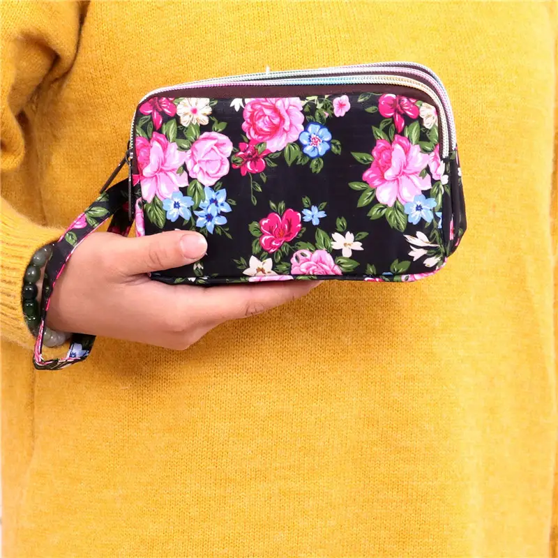 Clutch Bag for Women 2025 New Korean Style Coin Purse Large Capacity Three-Layer Zipper Long Phone Bag Clutch Wallet Pouch