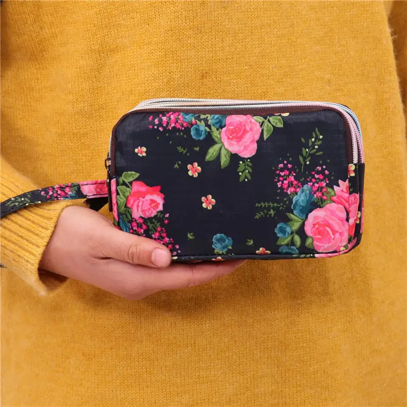 Clutch Bag for Women 2025 New Korean Style Coin Purse Large Capacity Three-Layer Zipper Long Phone Bag Clutch Wallet Pouch