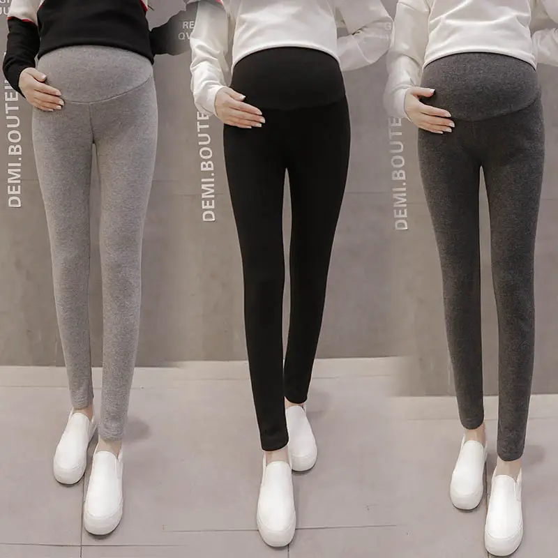 Pregnant Women's Black Fleece Leggings Ankle Length - Image 10