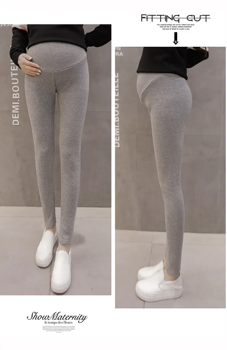 Pregnant Women's Black Fleece Leggings Ankle Length — feature 14