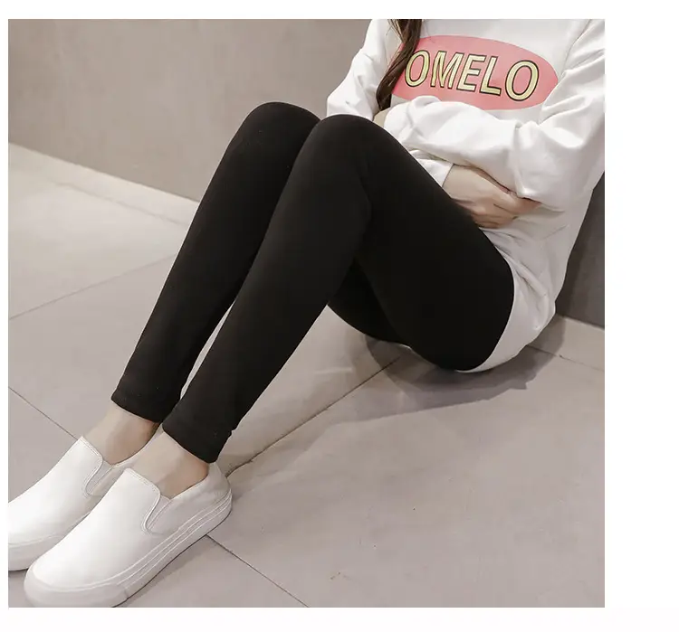 Pregnant Women's Black Fleece Leggings Ankle Length — feature 18