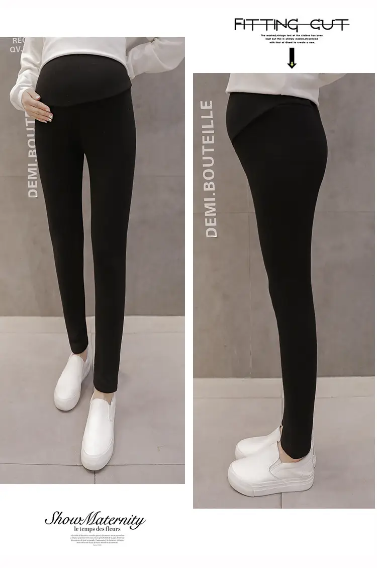 Pregnant Women's Black Fleece Leggings Ankle Length — feature 20