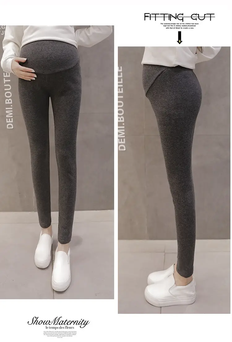 Pregnant Women's Black Fleece Leggings Ankle Length — feature 26