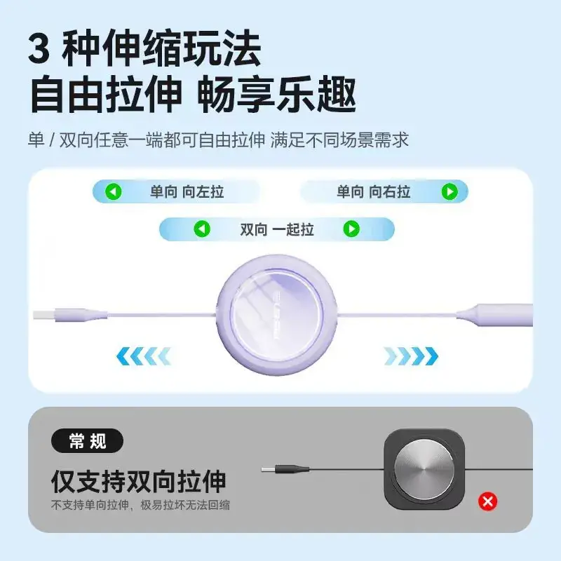 Pinsheng 6A Retractable Charging Cable 100W Three-in-One