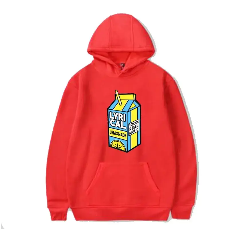 Red Hooded Sweatshirt with Lyrical Lemonade Print for Men Women - Image 2