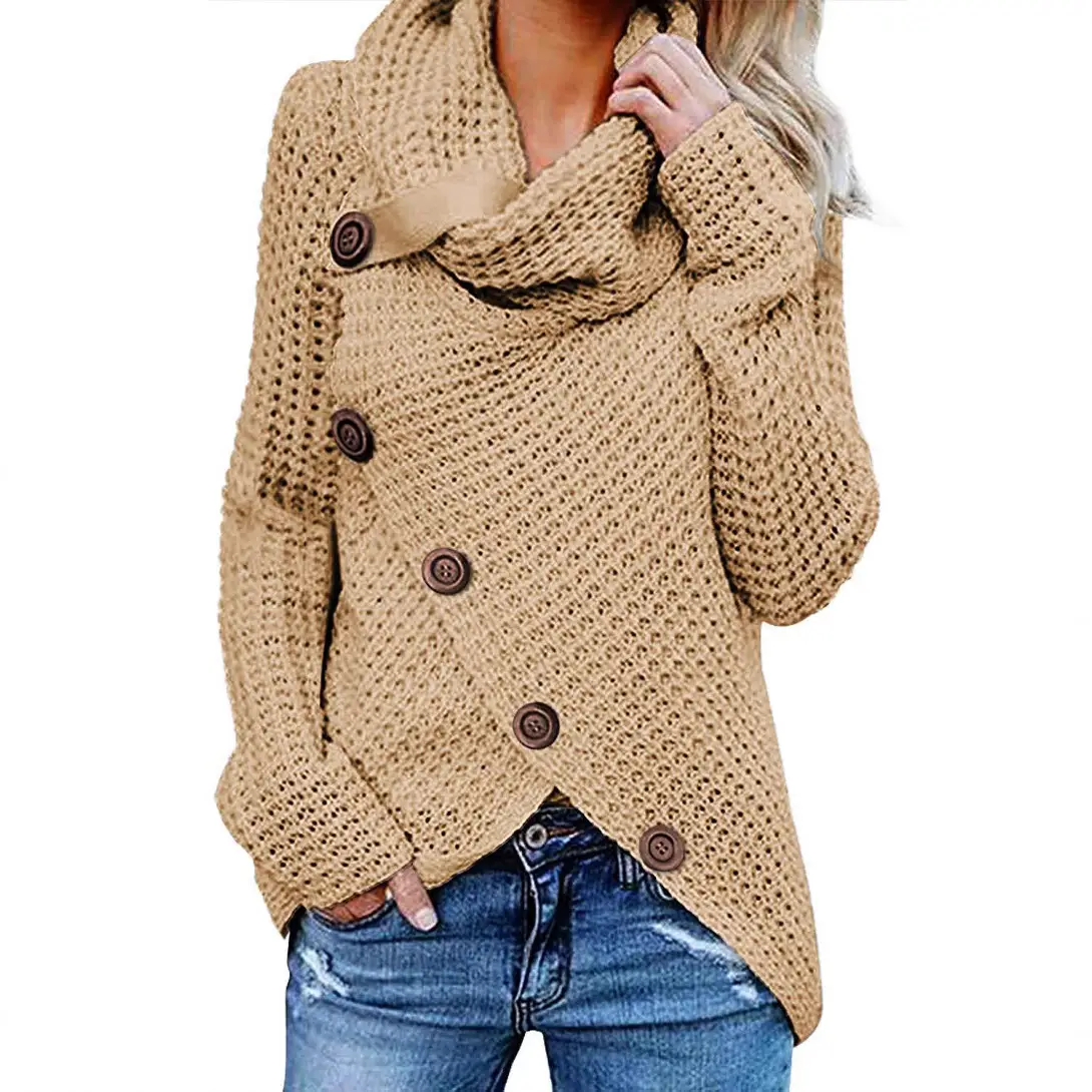 Women's 5-Button Knitted Turtleneck Sweater - Image 27