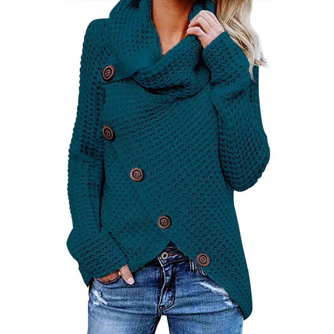 Women's 5-Button Knitted Turtleneck Sweater - Image 29