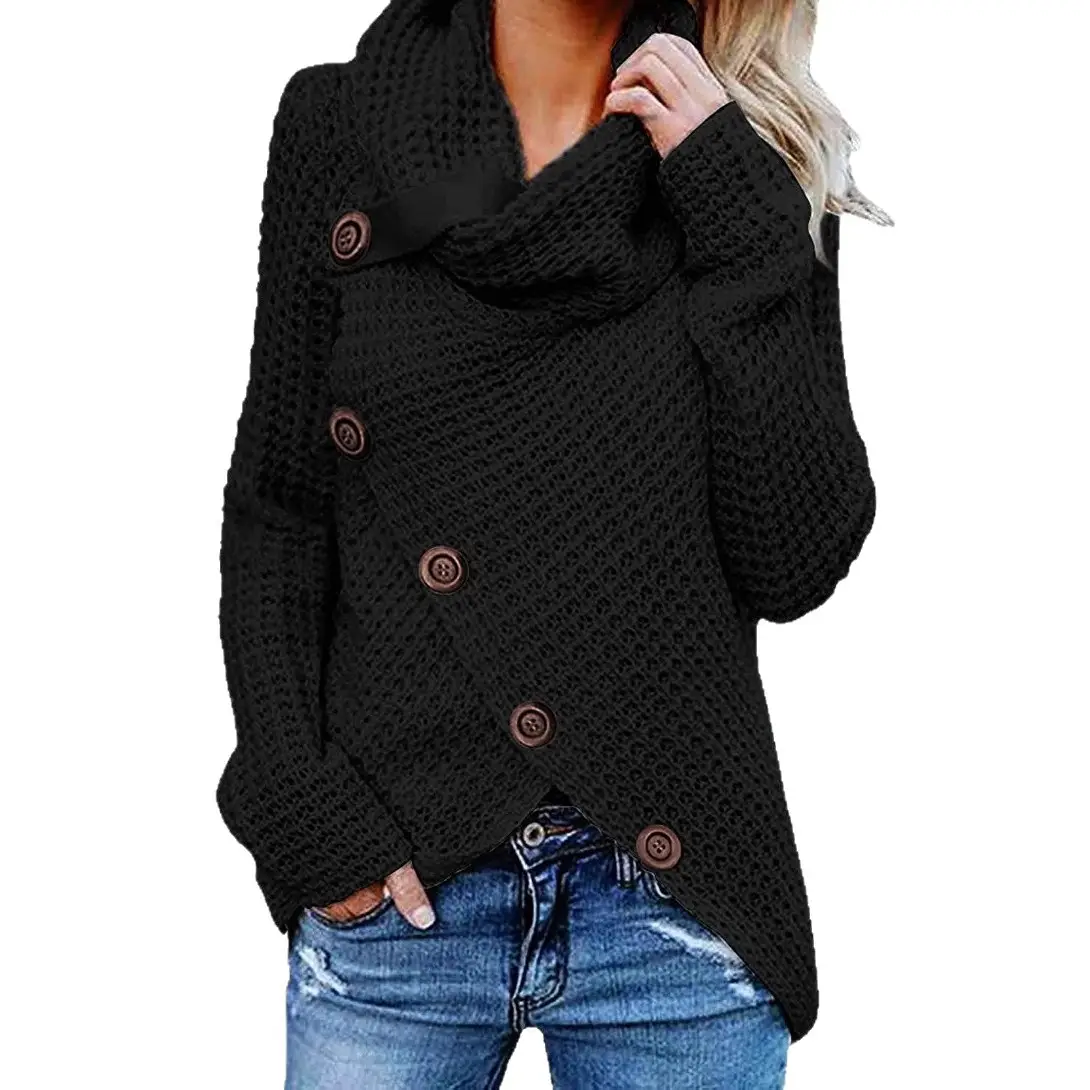 Women's 5-Button Knitted Turtleneck Sweater - Image 30