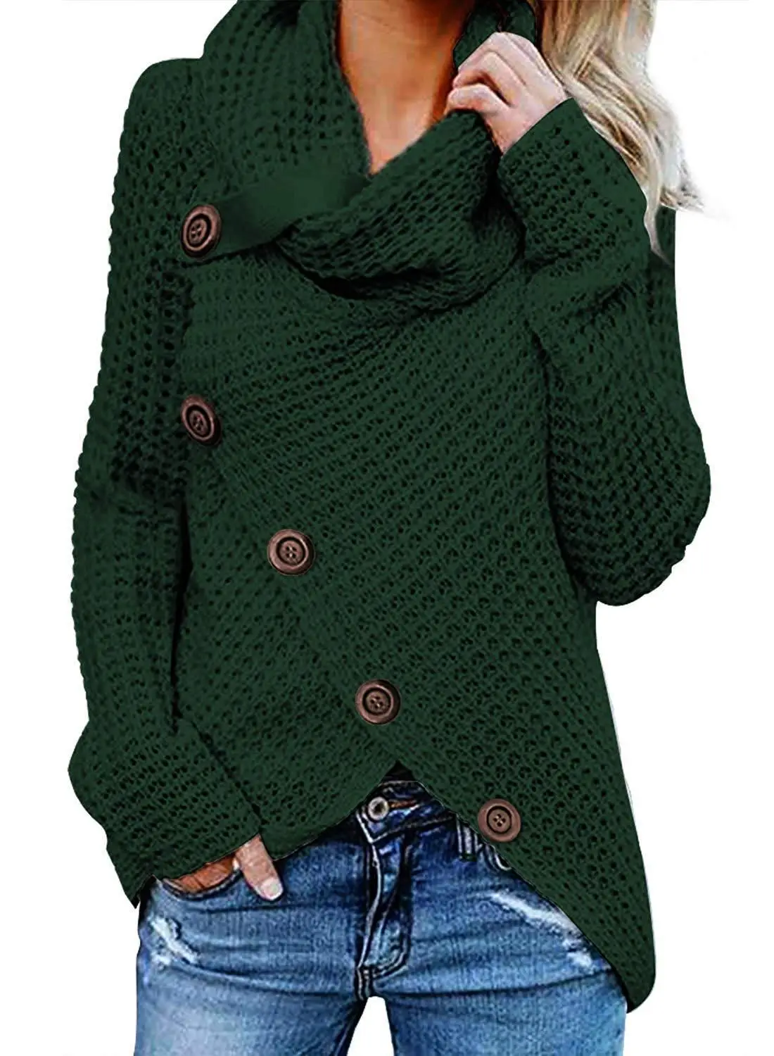 Women's 5-Button Knitted Turtleneck Sweater — feature 7