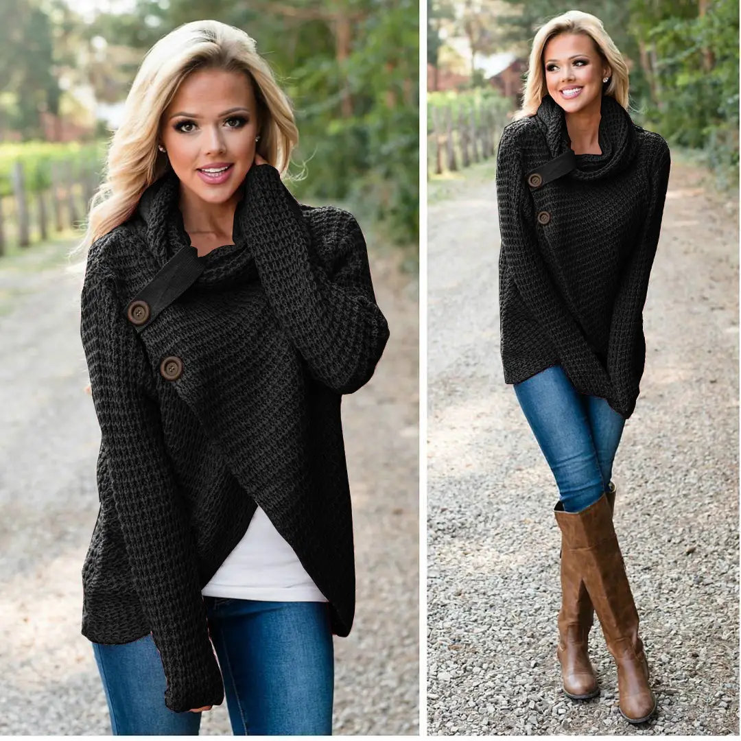 Women's 5-Button Knitted Turtleneck Sweater - Image 13