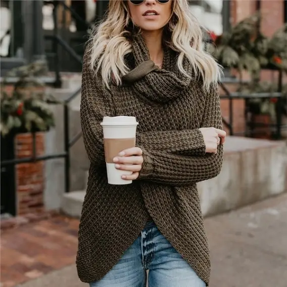 Women's 5-Button Knitted Turtleneck Sweater - Image 16