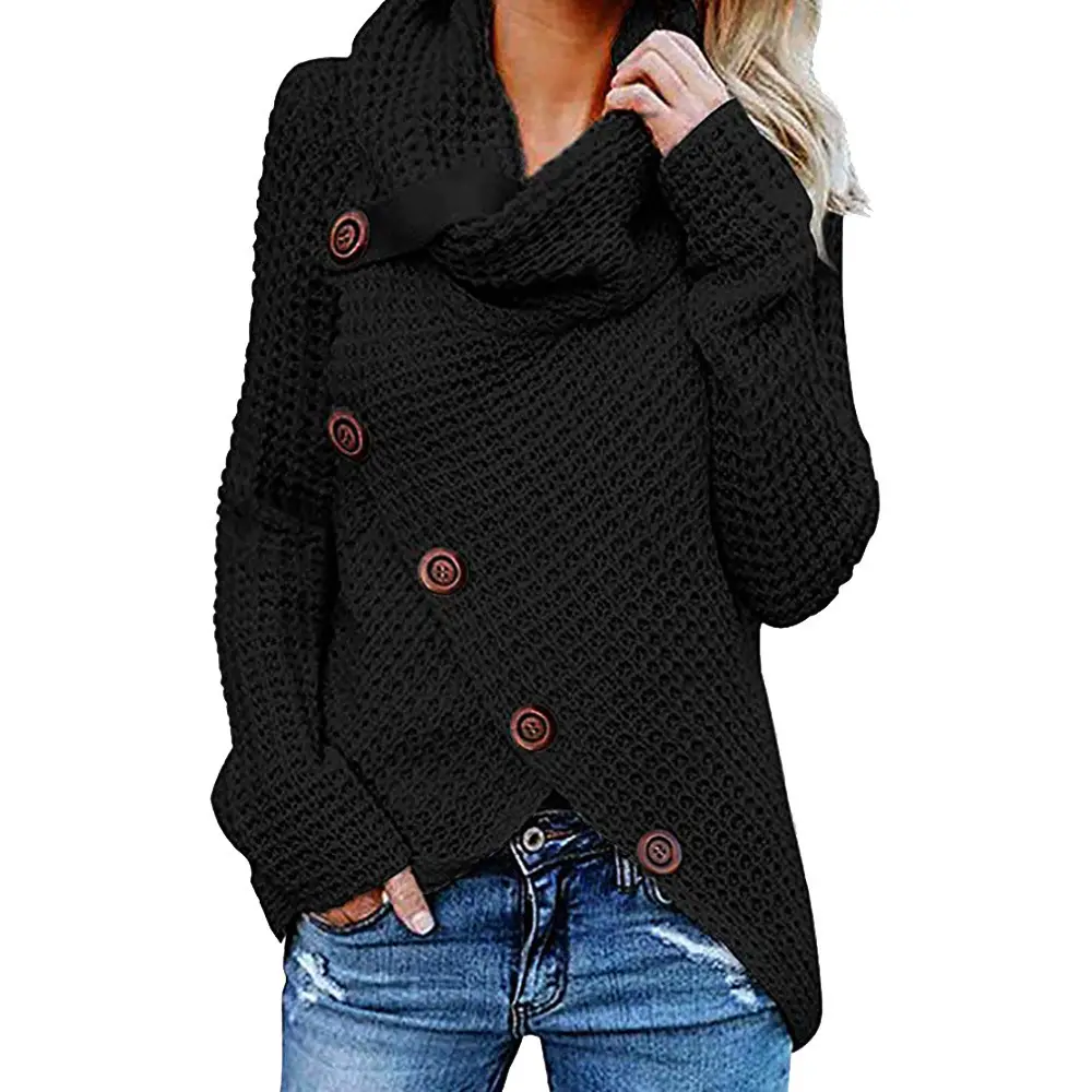 Women's 5-Button Knitted Turtleneck Sweater - Image 8