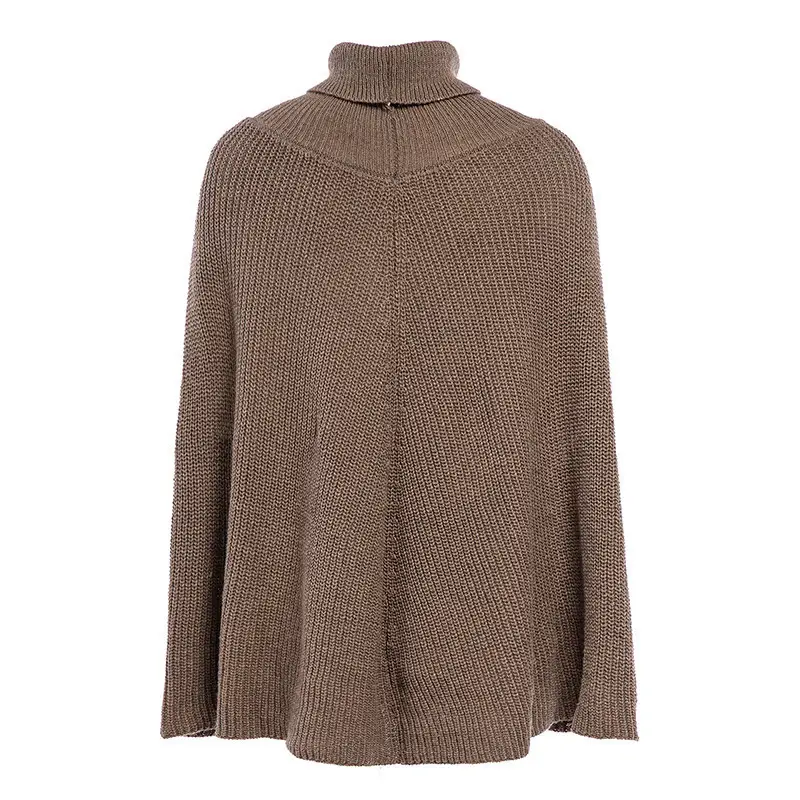 Women's Knitted Turtleneck Sweater with Retro Cape — feature 11