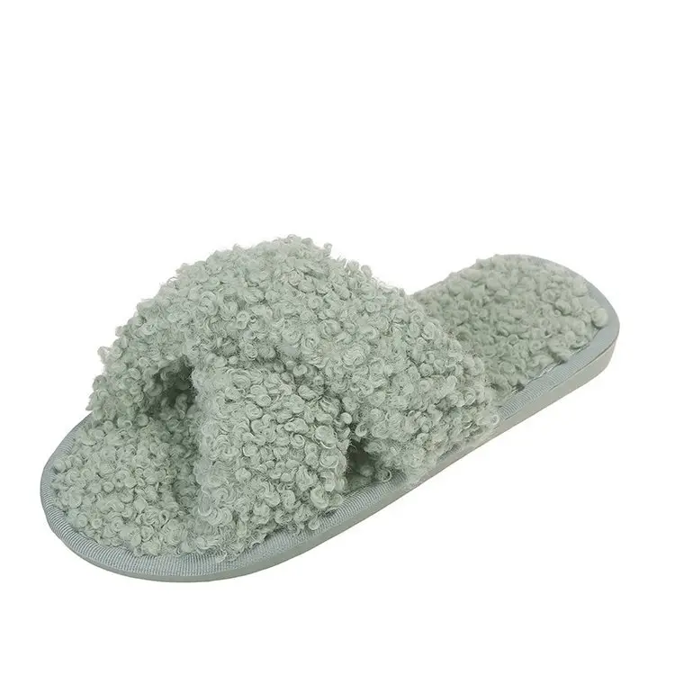 Autumn and Winter Home Candy Color Outdoor One-Fit Mao Slippers Women's Open Toe Slippers Home Cotton Slippers Women's Hair