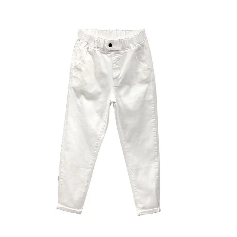 Women's White Khaki Pants Large High Waist Denim Casual - Image 3