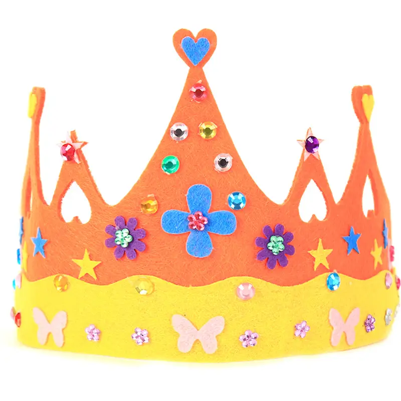 Yellow Crystal Heart Crown Hat for Kids Party Decor - Image 2