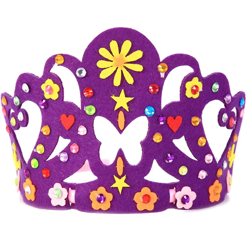 Yellow Crystal Heart Crown Hat for Kids Party Decor - Image 4