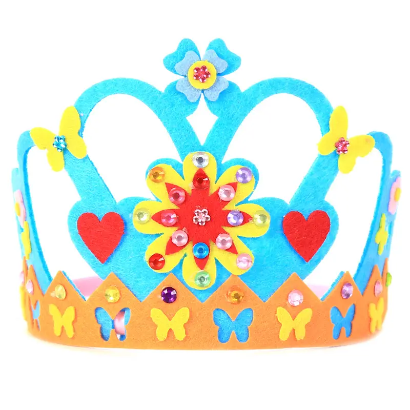 Yellow Crystal Heart Crown Hat for Kids Party Decor - Image 5