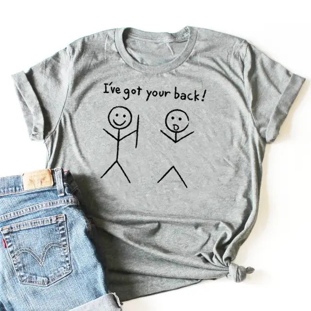 Women Black T-Shirt I'VE GOT YOUR BACK Short Sleeve Wholesale - Image 3