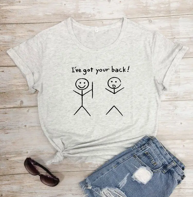 Women Black T-Shirt I'VE GOT YOUR BACK Short Sleeve Wholesale - Image 11