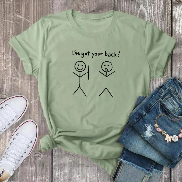 Women Black T-Shirt I'VE GOT YOUR BACK Short Sleeve Wholesale - Image 7