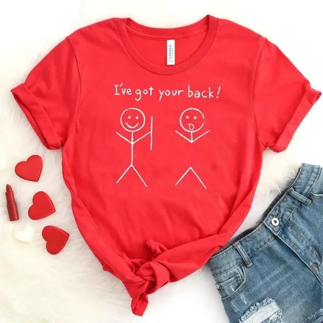 Women Black T-Shirt I'VE GOT YOUR BACK Short Sleeve Wholesale - Image 8