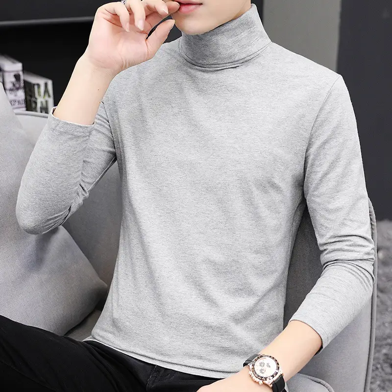 Men's Black High Neck Long Sleeve Top - Image 8